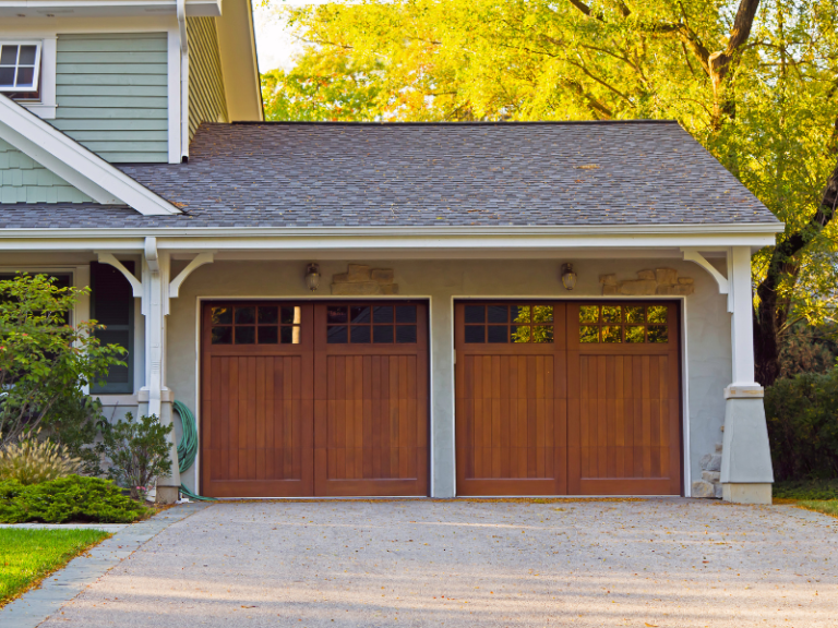 An image showing a stylish carriage house garage door